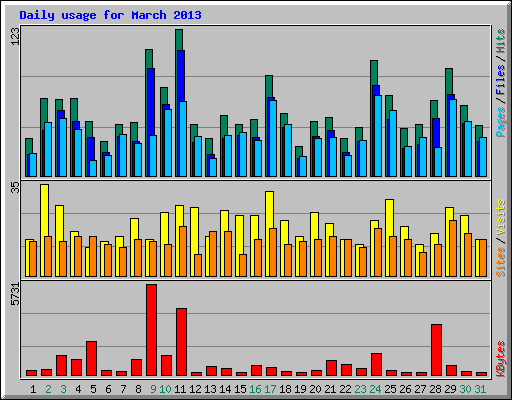 Daily usage for March 2013