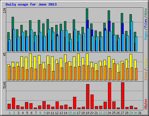 Daily usage for June 2013