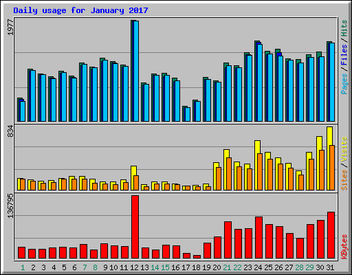 Daily usage for January 2017