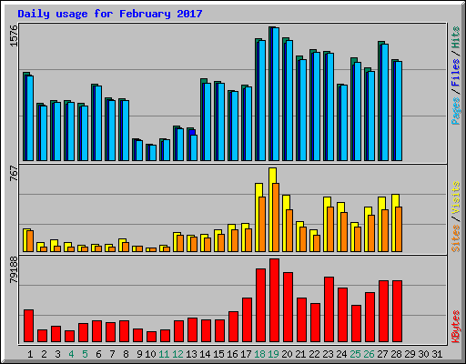 Daily usage for February 2017