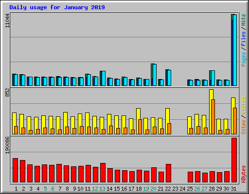 Daily usage for January 2019