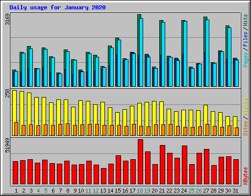 Daily usage for January 2020