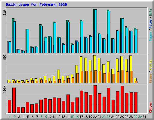 Daily usage for February 2020