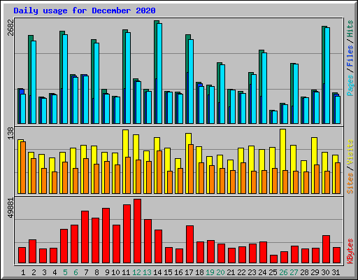 Daily usage for December 2020