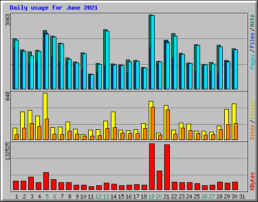 Daily usage for June 2021
