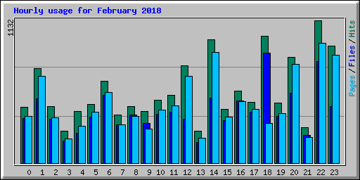Hourly usage for February 2018