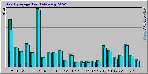 Hourly usage for February 2024